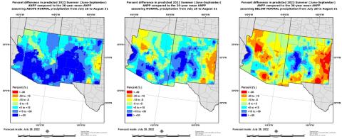 Grass-Cast forage productivity predictions for the Southwest, July 26 2022