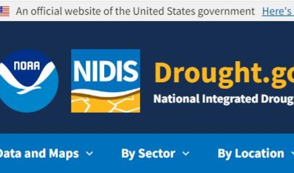 Screen shot of drought.gov website banner