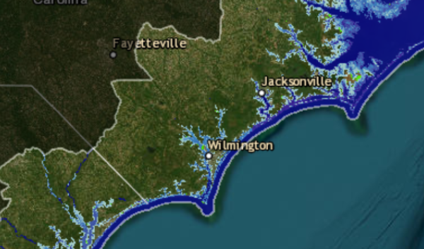 NOAA - Sea Level Rise Map Projection screenshot from website